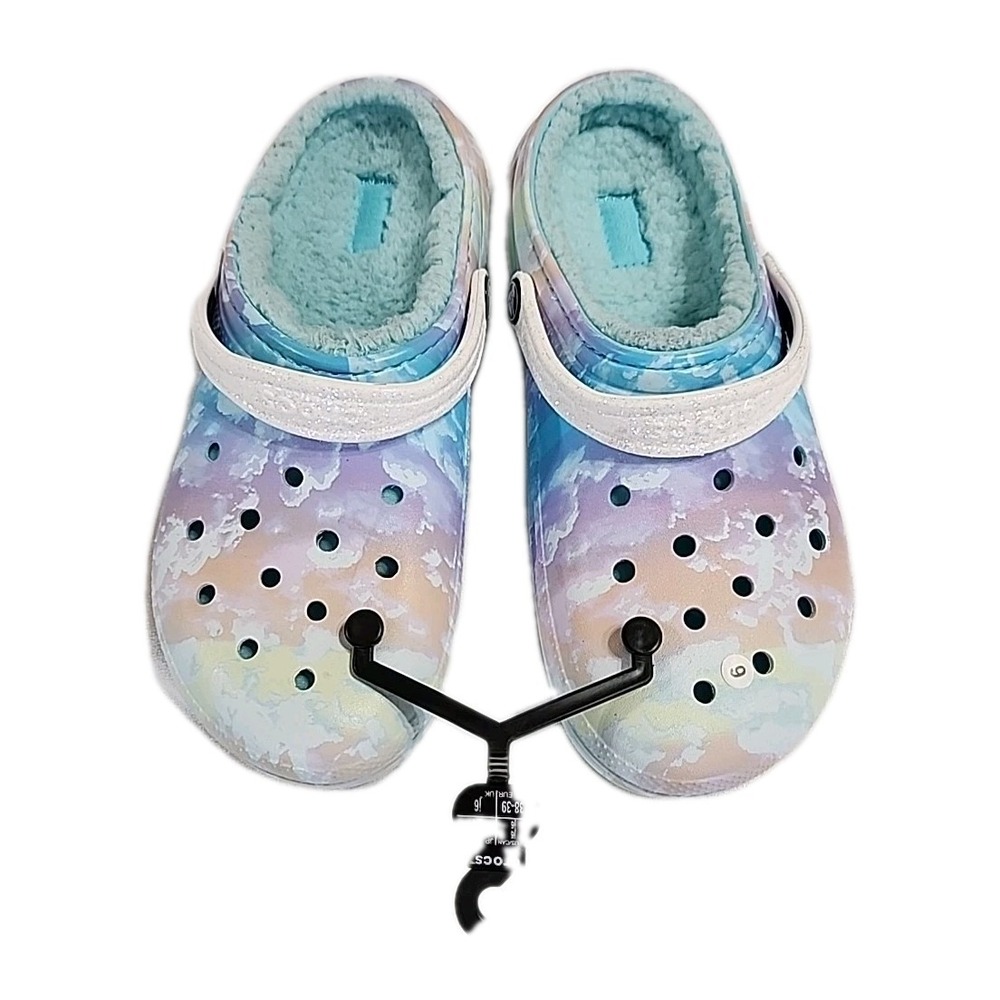 Crocs Youth Classic Fleece Lined Tie Dye Glitter Strap Clogs Junior 6 (38-39)‎ - Picture 3 of 6